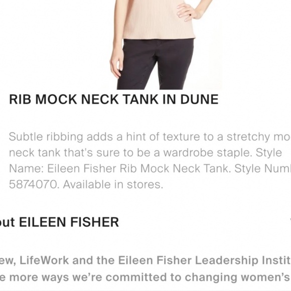 Eileen fisher mock next tank in dune. NWT - Picture 3 of 4